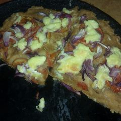 Wood Oven Pizza With Cream Instead Of Cheese A picture of Wood Oven Pizza With Cream Instead Of Cheese.