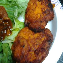 A picture of Sweet potato and bacon patties.