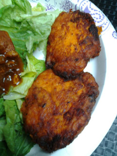 A picture of Sweet potato and bacon patties.