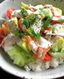Smoked Salmon & Avocado Salad Sushi Rice Bowl