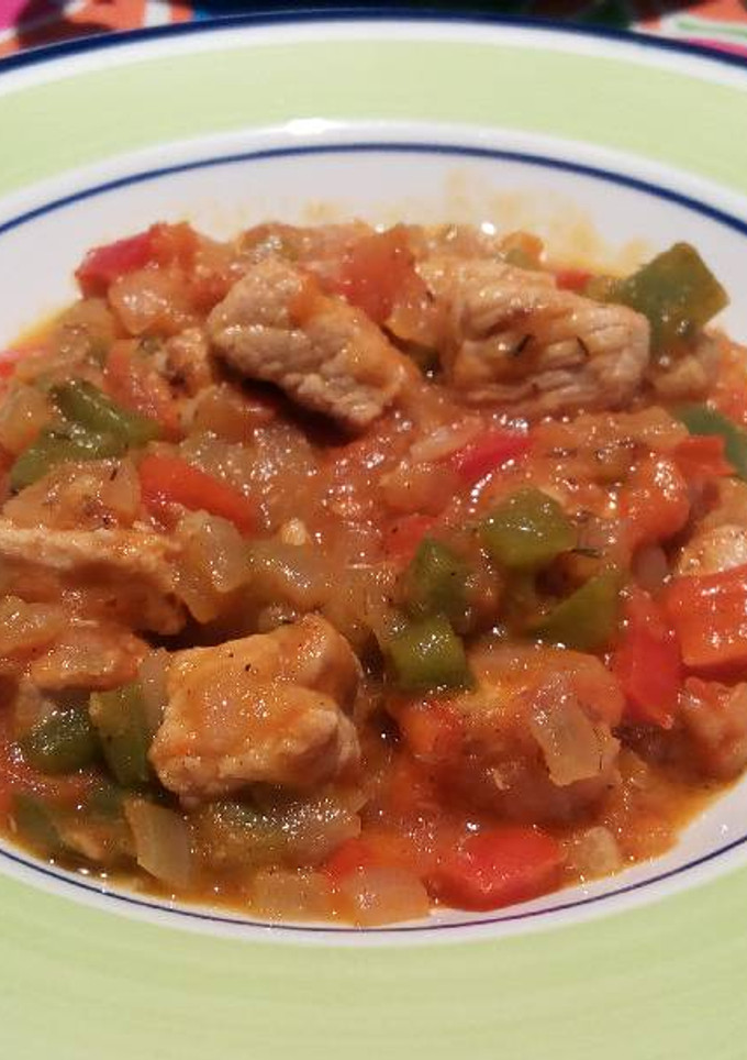 Una foto de Cinta de lomo con pimientos