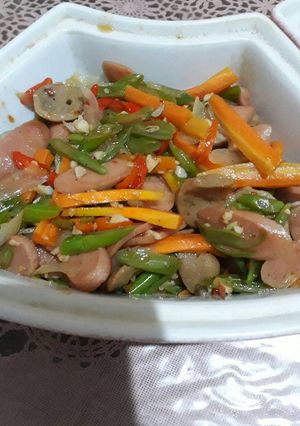 Foto resep Sayur Buncis Wortel Sosis Bakso with saos tiram