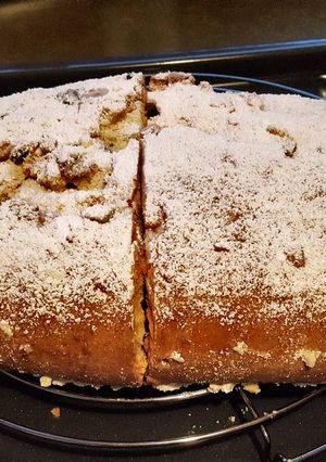 A picture of Christstollen/German christmas fruit cake.