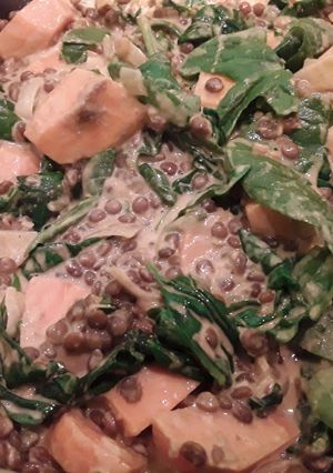 A picture of Sig's Spinach, sweet potato and lentil curry.