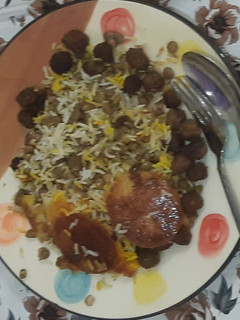 عکسی از دستور عدس پلو با گوشت قلقلی