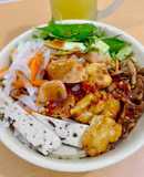 Bún nấm trộn tempeh