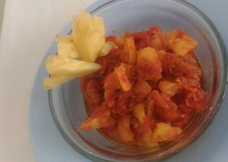 Cara Menyiapkan Sambal nanas, Mudah Banget