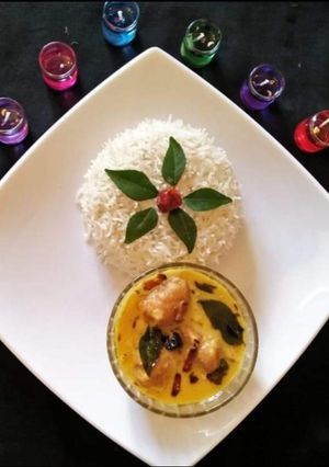 A picture of Curry with boiled rice.