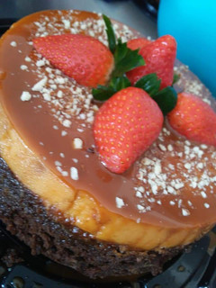 Una foto de Chocoflan