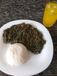 A picture of Mchicha in peanut sauce.