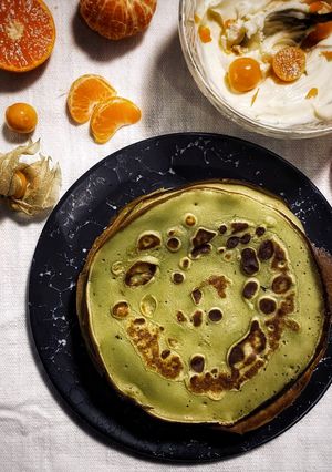 Une photo de Crêpe matcha et crème mascarpone