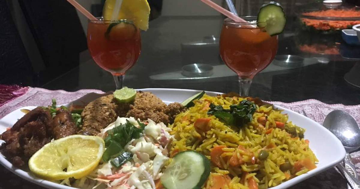 Basmatic Jollof rice with KFC & salad Recipe by Mato's Favorite Dishes