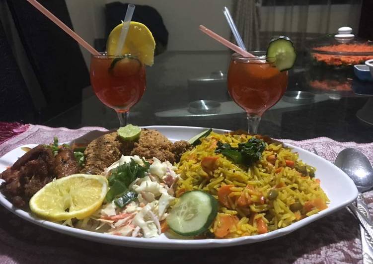 Recipe of Award-winning Basmatic Jollof rice with KFC &amp; salad