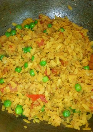 A picture of Matar Poha.