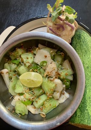 A picture of Turnip Cucumber Microgreens Salad.