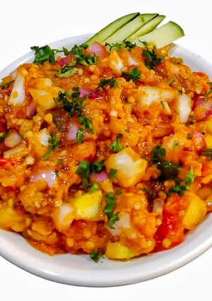 A picture of Baingan Bharta With Raw Mango.
