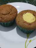 Muffins de coco rellenos de pudding de vainilla light