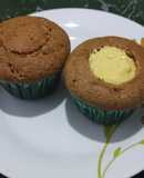 Muffins de coco rellenos de pudding de vainilla light