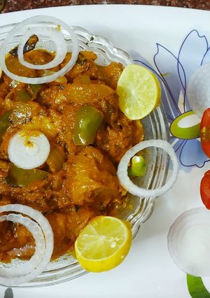 A picture of Kadai Soya chaap recipe.