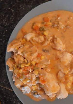 Una foto de Pollo a la cazadora
