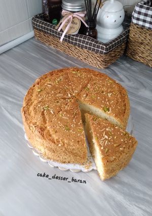 عکسی از دستور کیک وانیلی پنبه ای با رویه مغز
