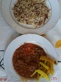 عکسی از دستور خورشت قیمه با رشته پلو😊😊😊