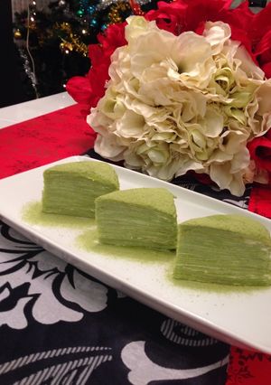Hình của món Bánh crepe trà xanh ngàn lớp.