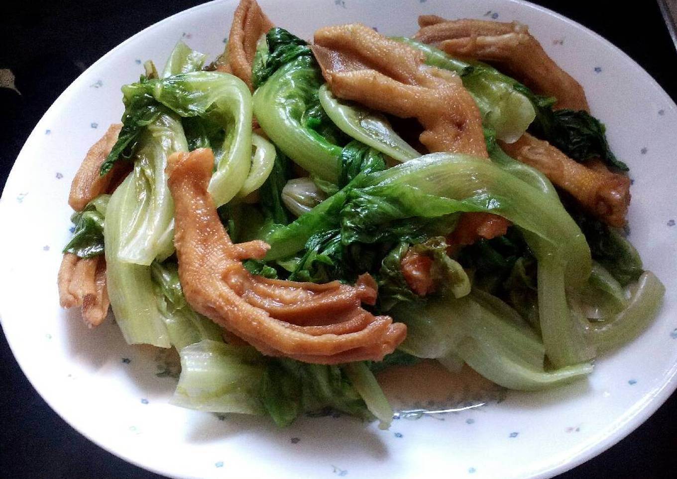 Sayur selada air + kaikiok (kaki bebek)