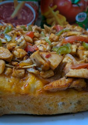 A picture of Pizza cake.