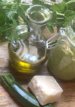 Une photo de Pesto🥄 🪹de mini 🥒courgettes menthe 🪴parmesan 🧀
