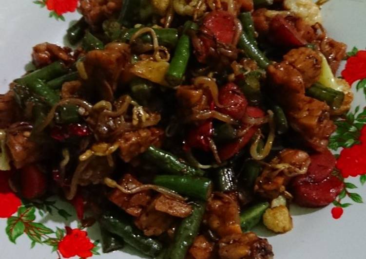 Resep Oseng tempe sayur sosis Anti Gagal