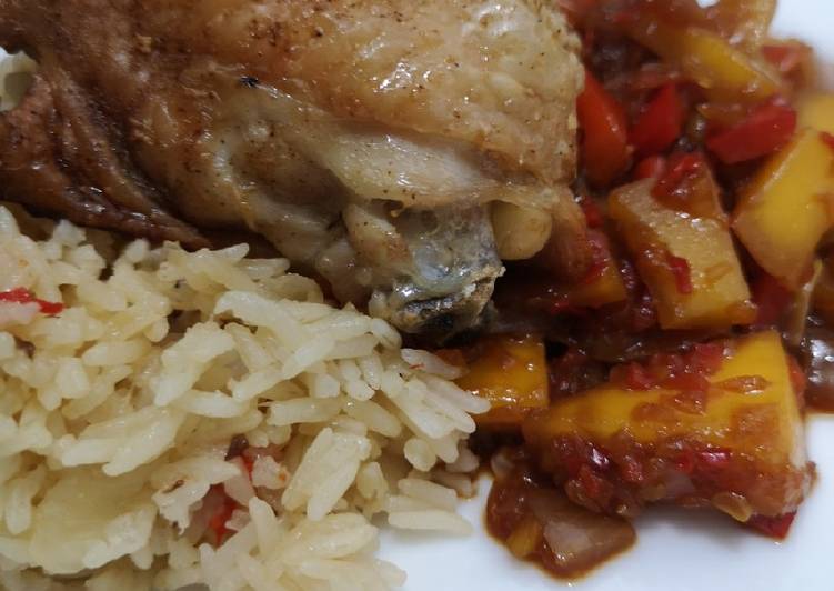 Recipe of Quick Sweet and sour mango chicken and pilau rice