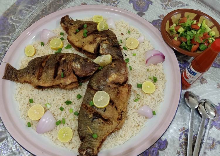 Resep Nasi khabsa ikan goreng laut merah yang nikmat