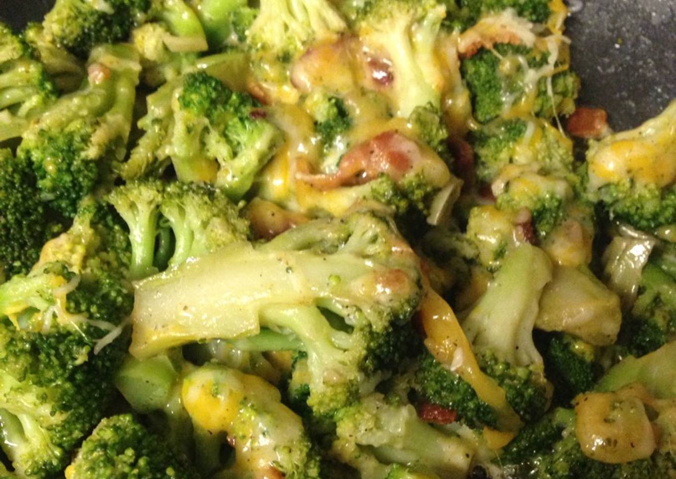 Bacon and cheese stir fried broccoli