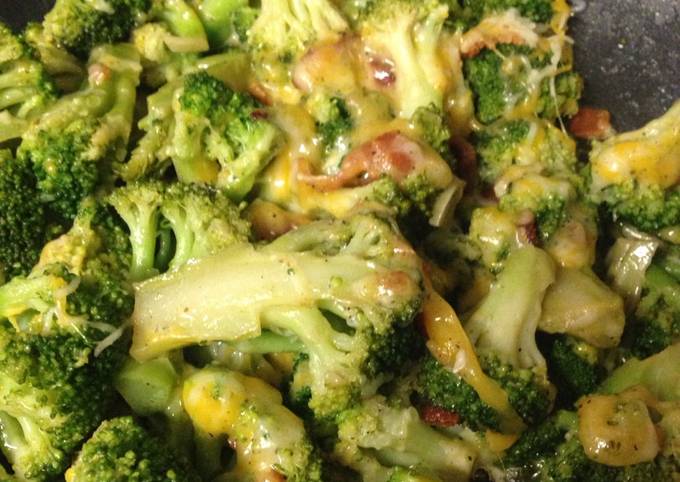 Bacon and cheese stir fried broccoli