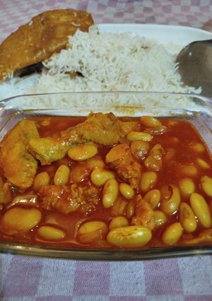 عکسی از دستور خورش مرغ و لوبیا