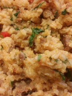 A picture of Cheddar Brat Rice.