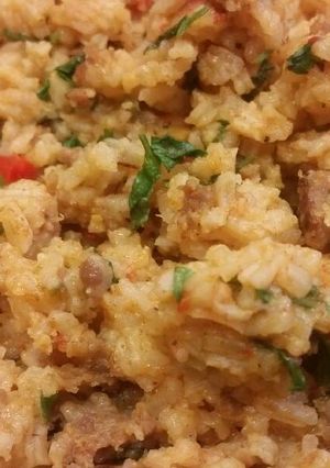 A picture of Cheddar Brat Rice.