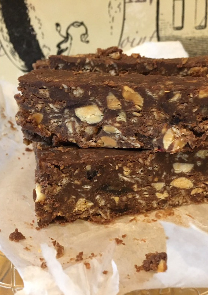 A picture of Dark Chocolate Bars with Tahini, Dates, and Nuts.