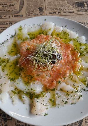 Una foto de Carpacho de bacalao