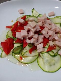 Una foto de Calabacín con pimientos asados