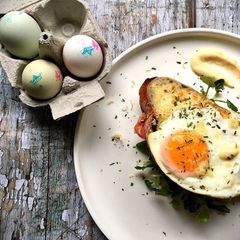 A picture of Croque Madame a scrumptious breakfast idea.