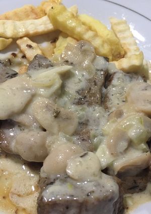 Foto resep Beef steak with mushroom white sauce