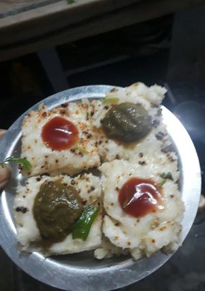 A picture of Daal rice mix white dhokla.