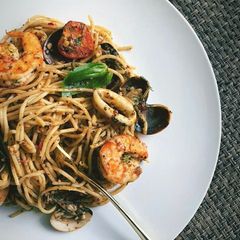 A picture of Black Pepper Seafood Pasta.