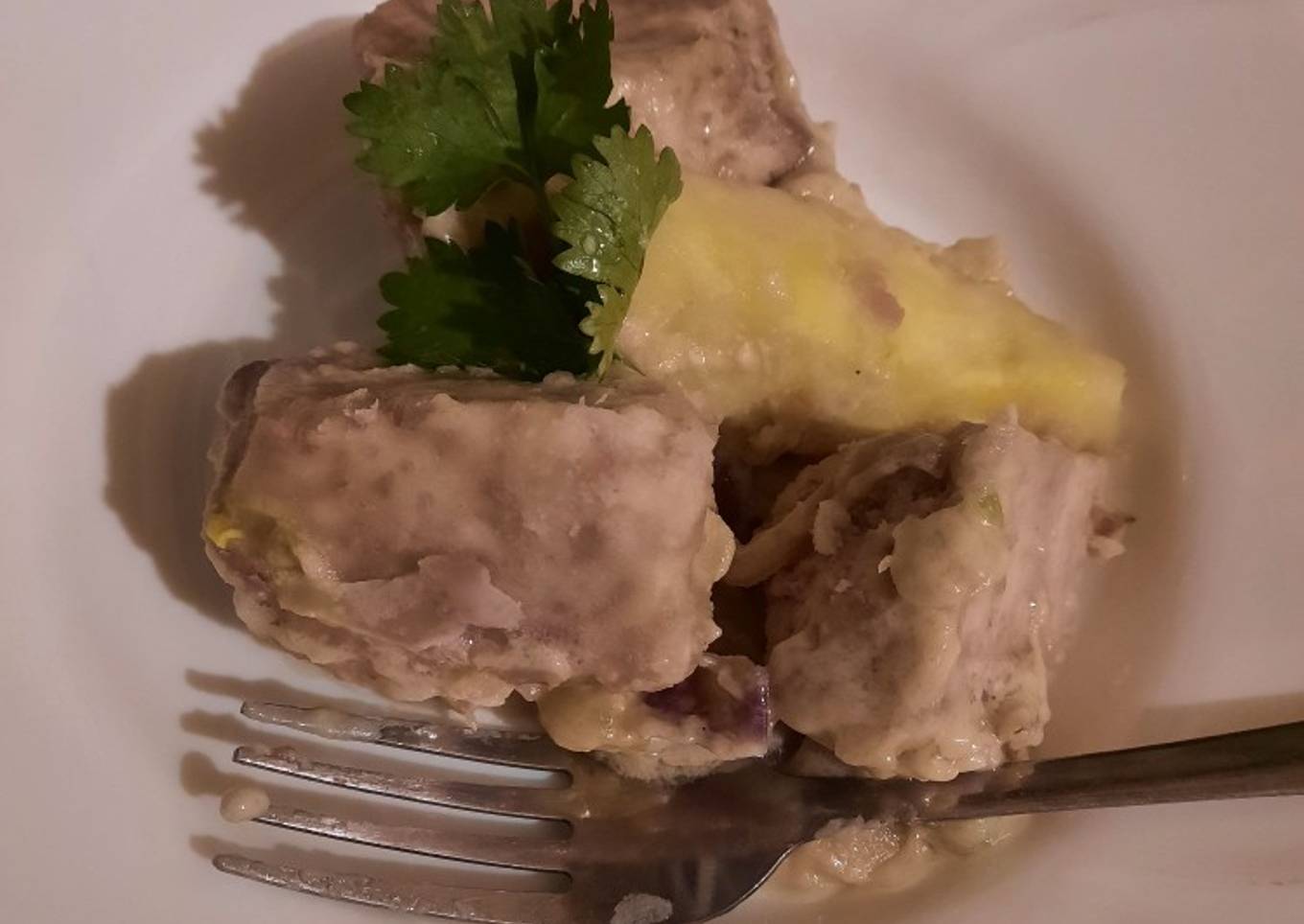 Nduma and sweet potato in coconut sauce