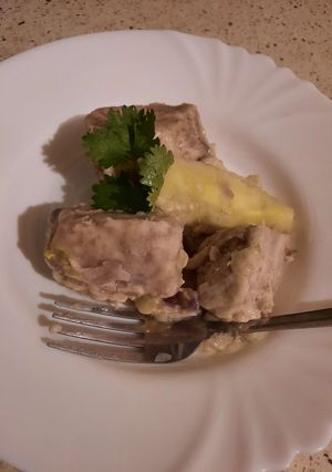 A picture of Nduma and sweet potato in coconut sauce.