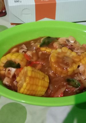 Foto resep Cumi udang jagung asam manis pedas