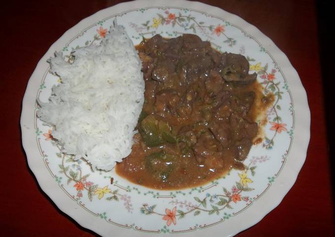 Simple Way to Prepare Speedy Spanish Liver served with Rice