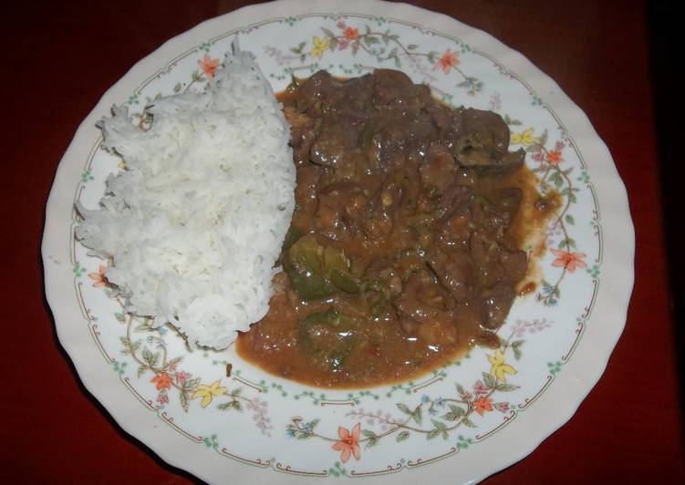 Spanish Liver served with Rice